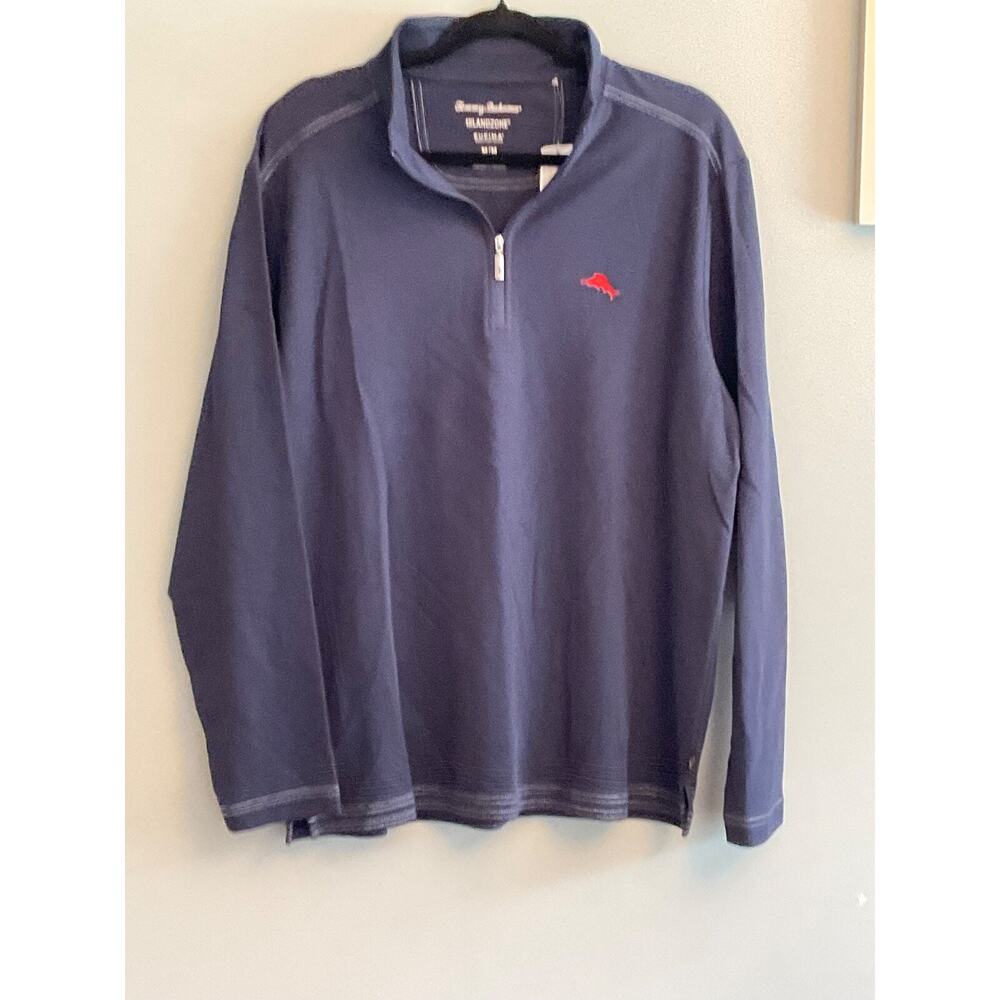 TOMMY BAHAMA MENS EMFIELDER ISLAND ZONE SUPIMA COTTON MENS 1/4 ZIP PULLOVER SZ M
